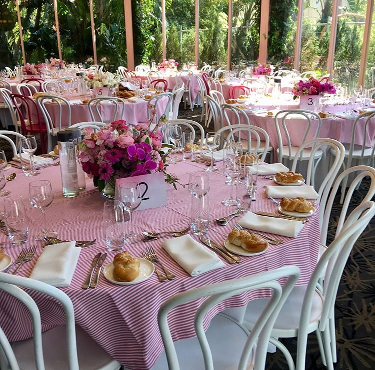 Table linen hire - candy stripe